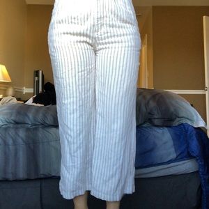 Abercrombie striped wide leg ankle cotton pants